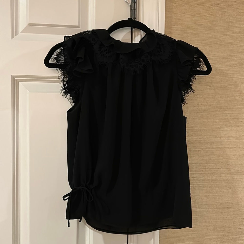 7 for all mankind XS black cap sleeve blouse EUC
